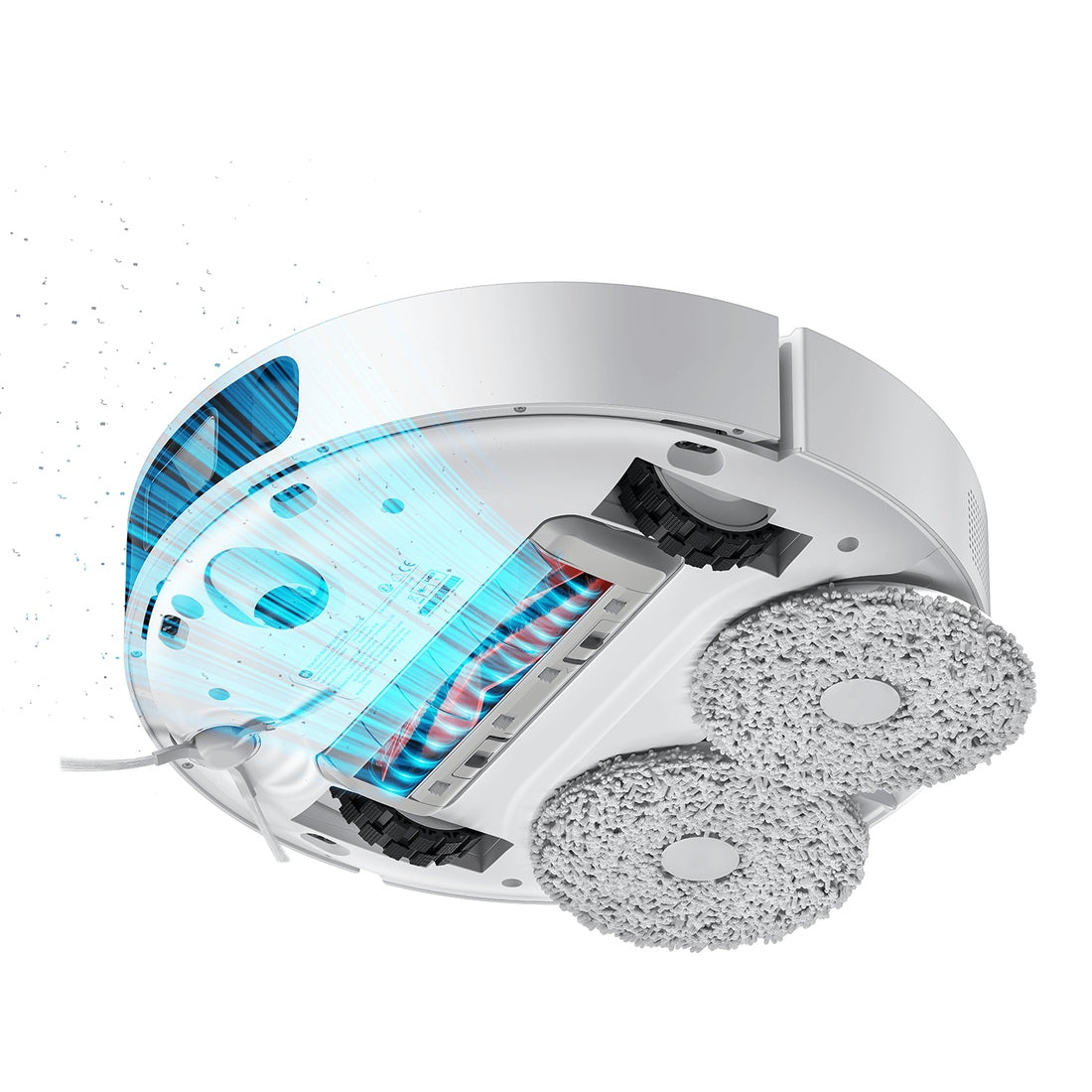 Compatible Xiaomi robot underside illustrating brush cover location; robot not included