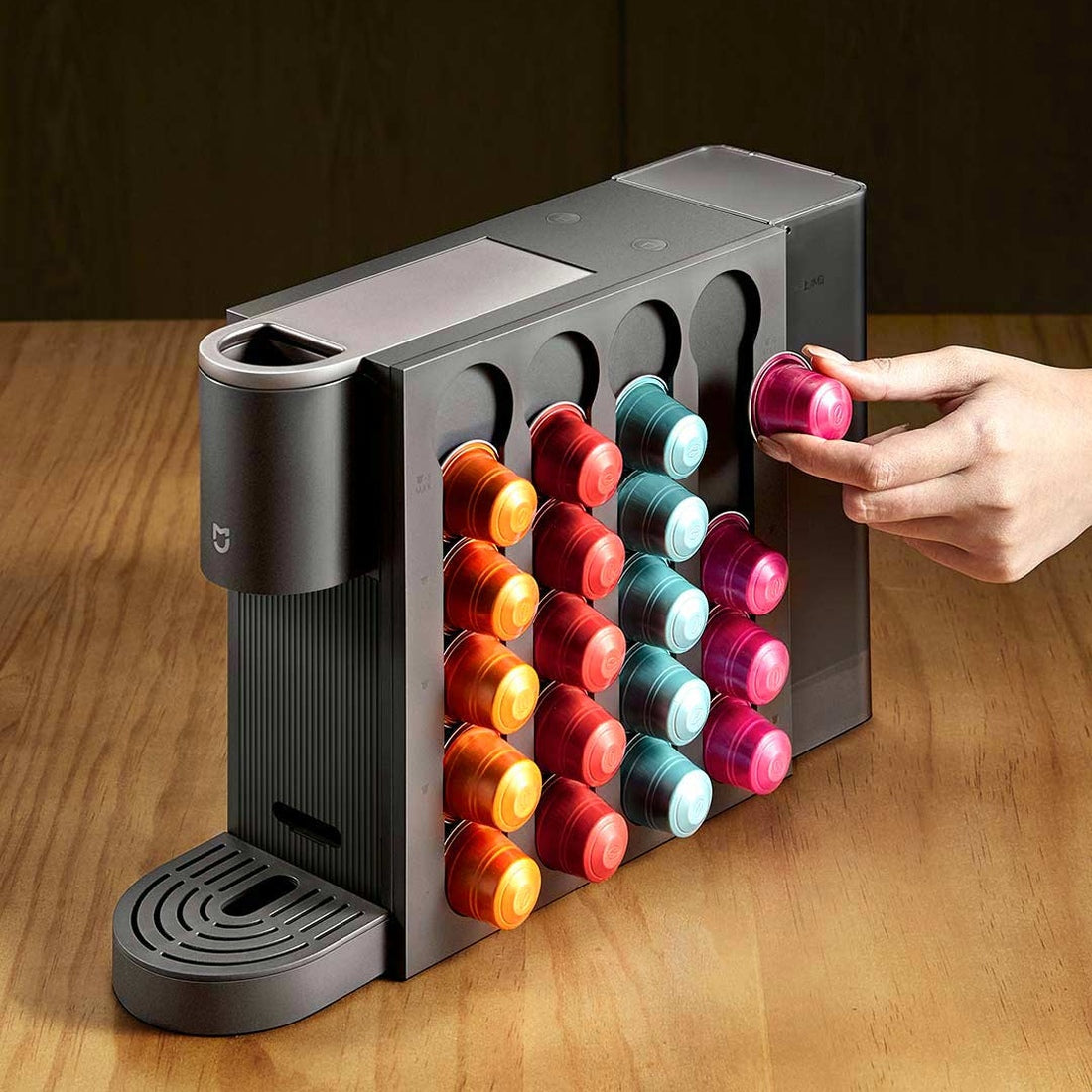 Xiaomi Mijia S1 with capsule holder loaded for demonstration; capsules not included