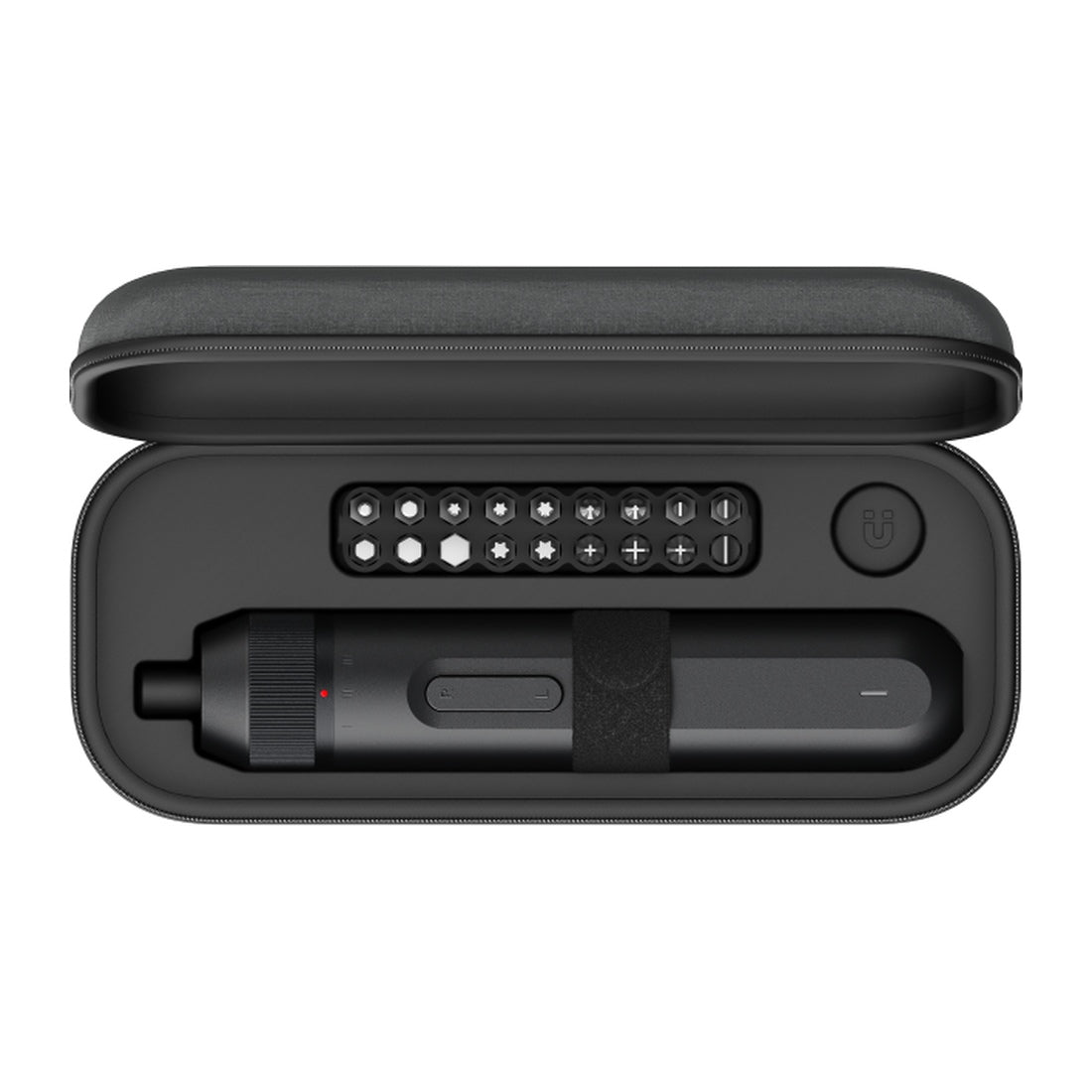 Mijia Electric Straight Screwdriver with 18 bits and case centered on white