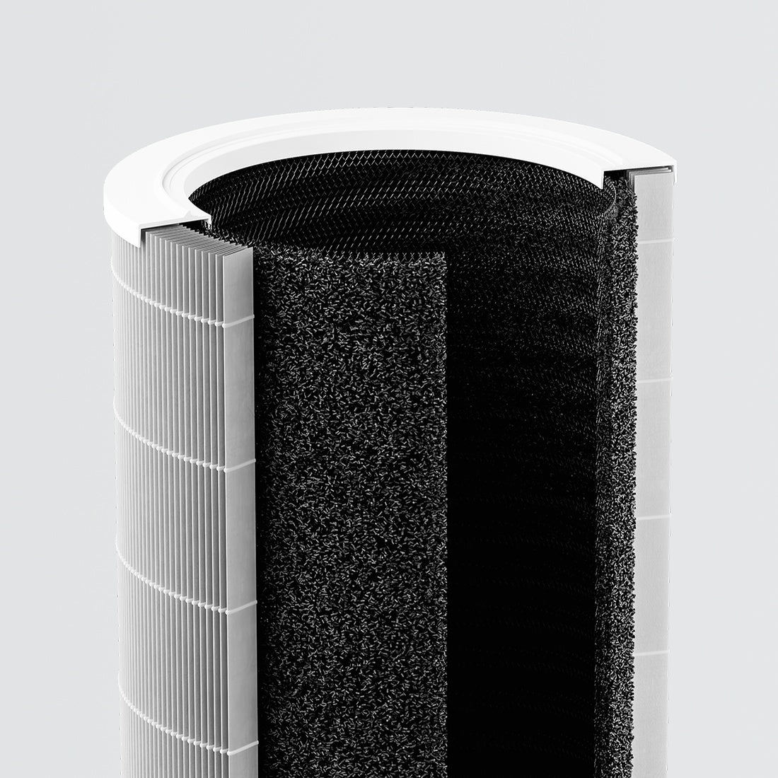 Xiaomi 4 Lite filter cutaway showing its activated carbon inner layer