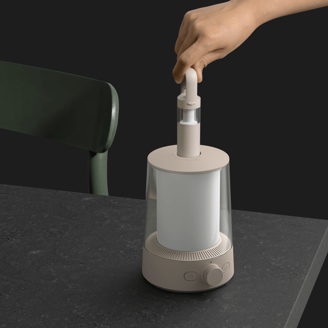 Xiaomi camping lantern with removable secondary flashlight being lifted out