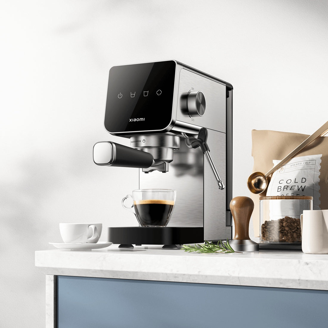 Xiaomi Semi-automatic Espresso Machine on a kitchen countertop