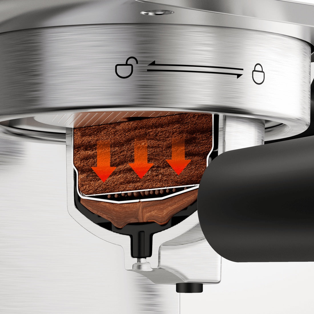 Xiaomi espresso machine portafilter extraction illustration