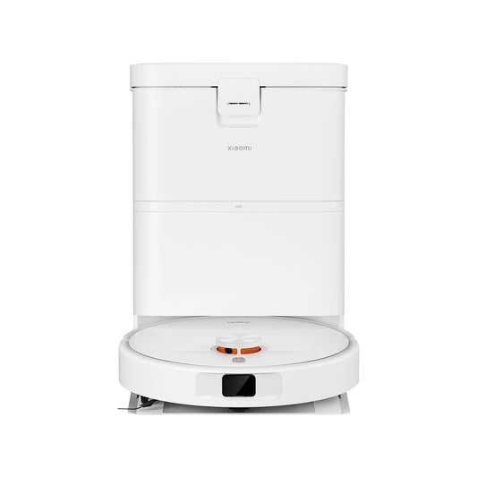 Xiaomi Robot Vacuum H50 white robot and all-in-one Omni station on white background