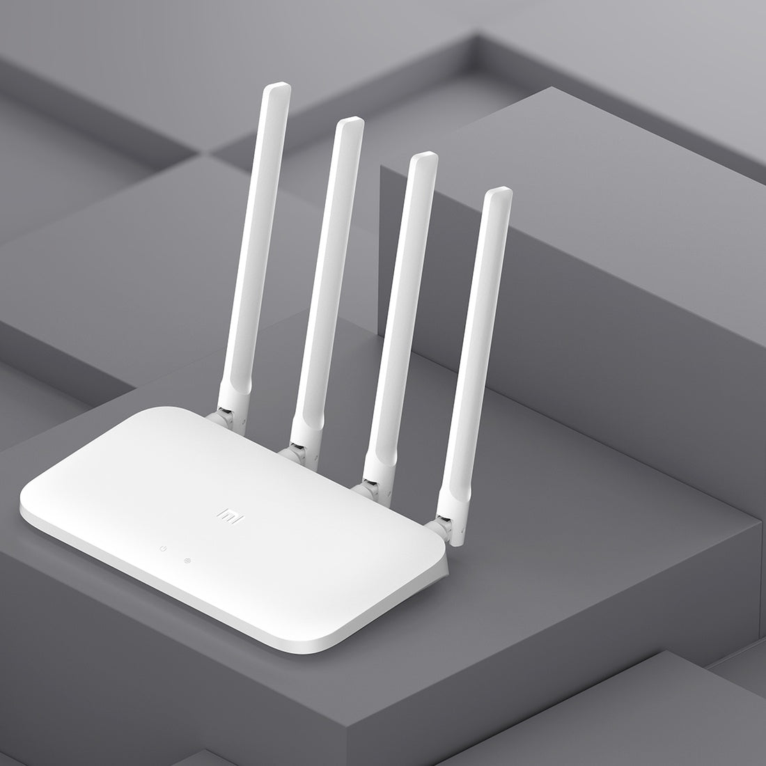 Xiaomi Mi Router 4A angled view showing four external antennas