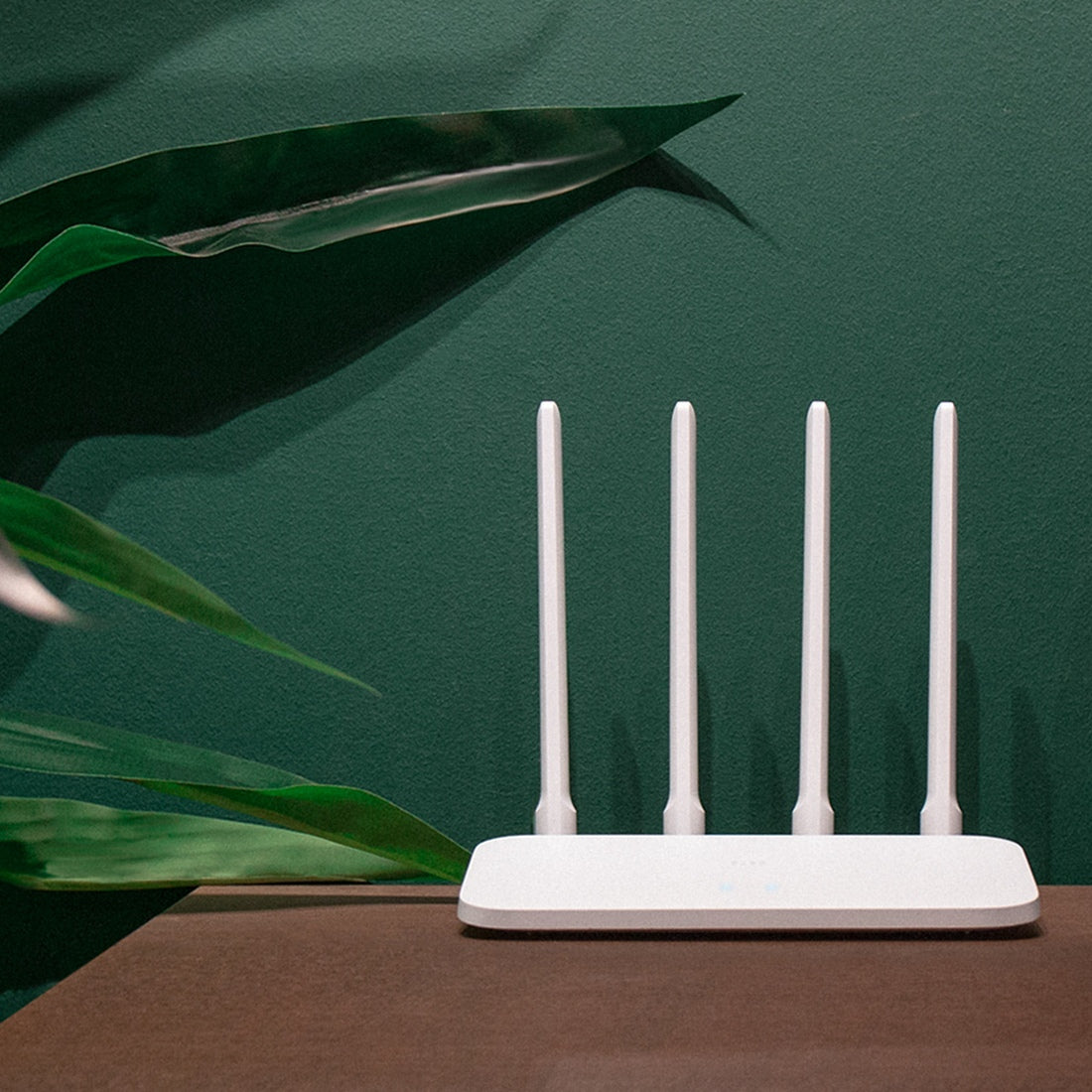 Xiaomi Mi Router 4A on a home console table