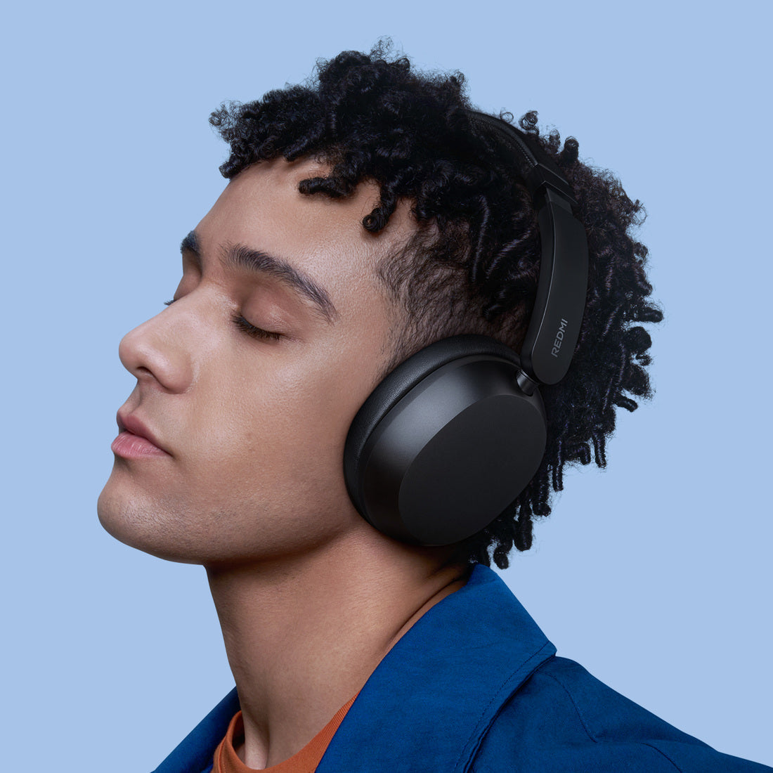 REDMI Headphones Neo Obsidian Black worn over the ears