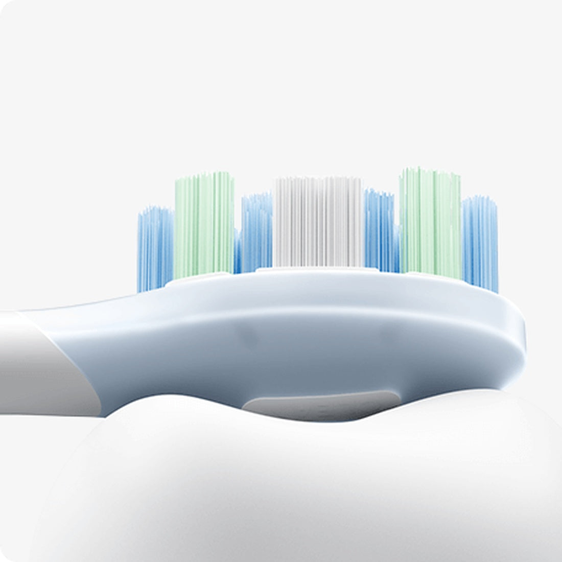Close-up of the copper-free bristles and cushioned brush head