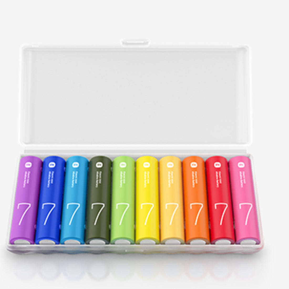 Xiaomi AAA Rainbow Batteries open ten-cell storage case