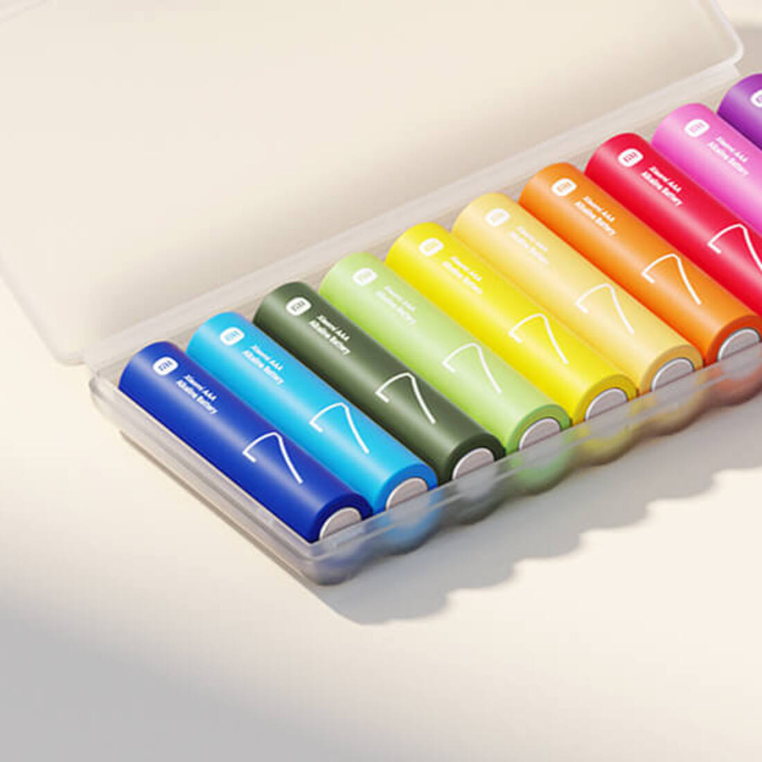 Xiaomi AAA Rainbow Batteries storage case detail