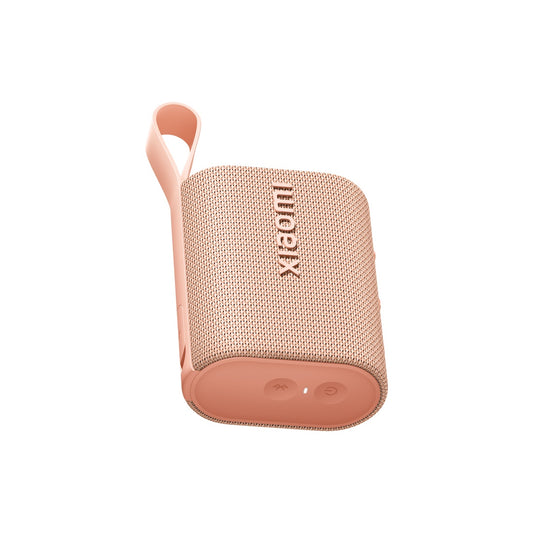 Xiaomi Sound Pocket 5W portable Bluetooth speaker in pink on white background