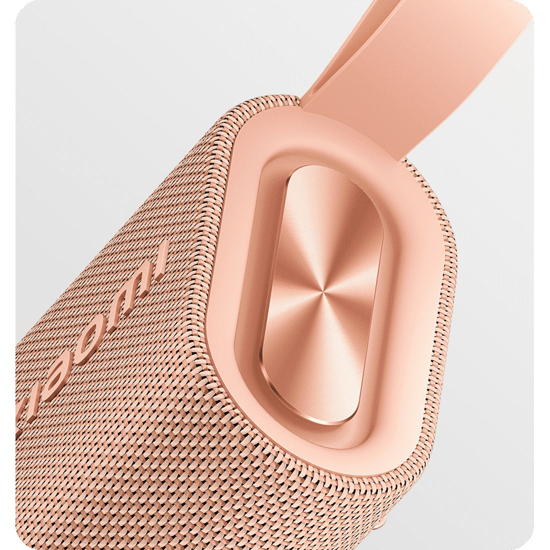Close-up of the pink Xiaomi Sound Pocket speaker and passive radiator