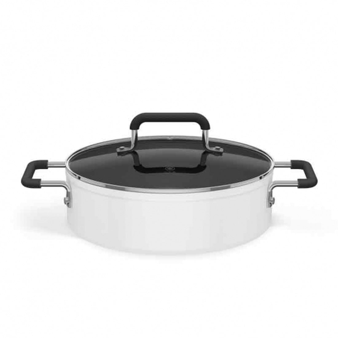 Zhiwuzhu Mijia 26cm non-stick soup pot – white pot with glass lid