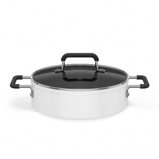 Zhiwuzhu Mijia 26cm non-stick soup pot – white pot with glass lid
